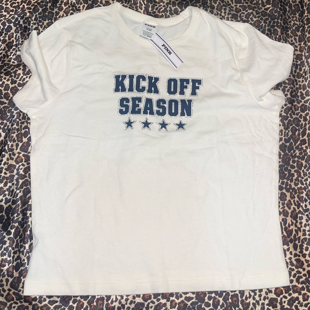 Victoria’s Secret PINK "Kick Off Season" Rhinestone Graphic Tee